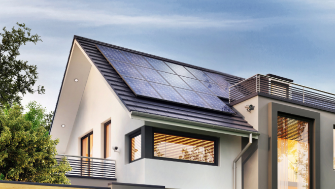 Solar panels on roof of home