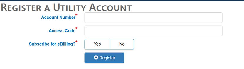 MyMuni screenshot example of registering a utility account